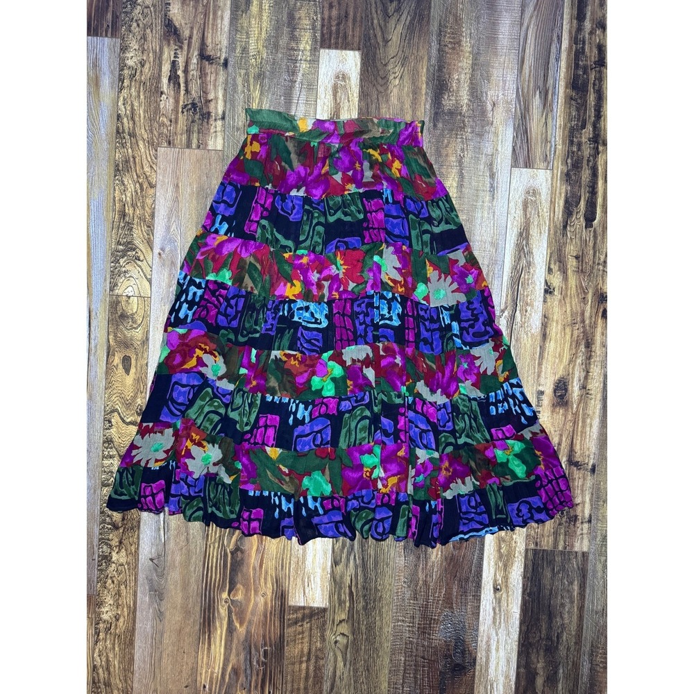 Passports Off Pier Imports Tiered Floral Skirt One Size OS Multicolor Boho Rayon